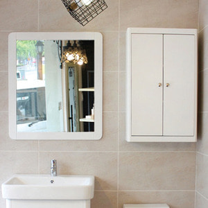 GALH/원목 라운딩 욕실거울(화이트)/화장실거울