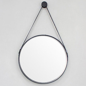 GH/가죽 스트랩 원형 거울(지름500mm)후크고리포함/블랙/화이트/그레이/브라운/아트거울/디자인/인테리어