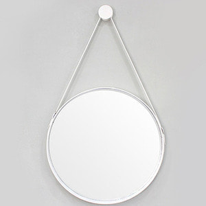 GH/가죽 스트랩 원형 거울(지름500mm)후크고리포함/블랙/화이트/그레이/브라운/아트거울/디자인/인테리어